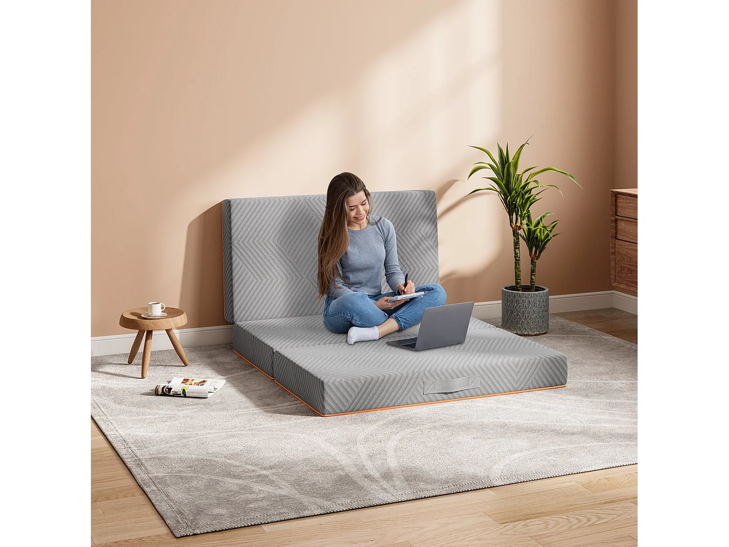 Matelas Pliable 140x190x15cm Mousse Mémoire Gel Housse Oeko-TEX avec Sac de Transport Lit d'Appoint 1 Personne Parfait pour Invités