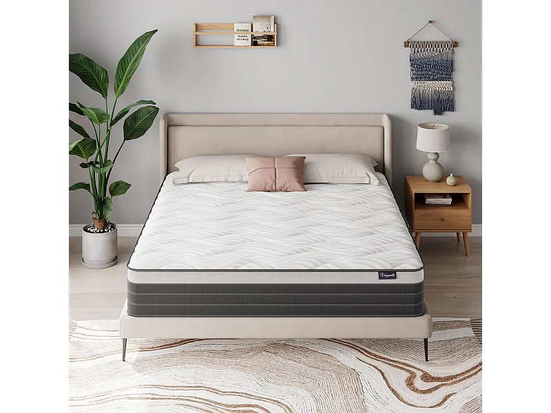Matelas 160x200cm, Épaisseur 26cm, Hybrid Gel Mémoire, Ressorts Ensachés Indépendants, Confort 7 Zones, Multicouches, Certifié Oeko-Tex
