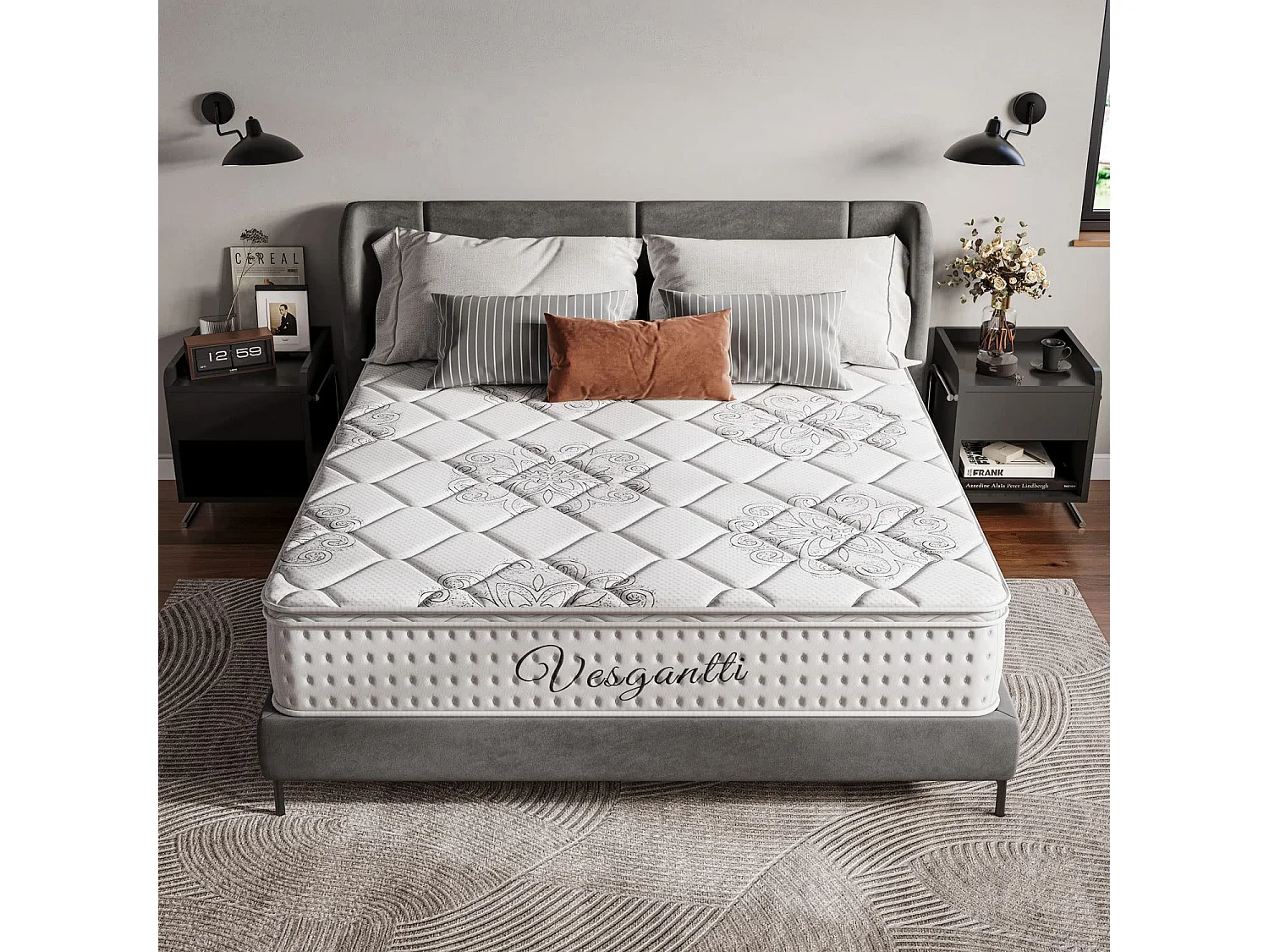 Matelas 140x190cm Épaisseur 26cm Supérieur Lit Adulte/Enfant Ressorts Ensachés Mousse Mémoire Adaptative Confort 7 Zones