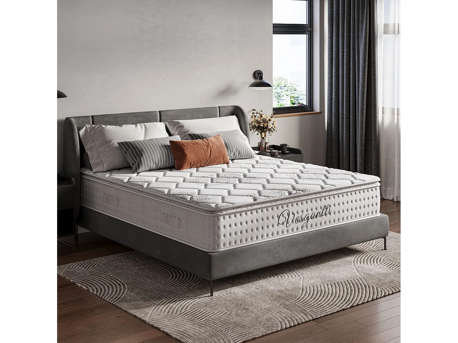 Matelas 140x190cm Épaisseur 26cm Supérieur Lit Adulte/Enfant Ressorts Ensachés Mousse Mémoire Adaptative Confort 7 Zones