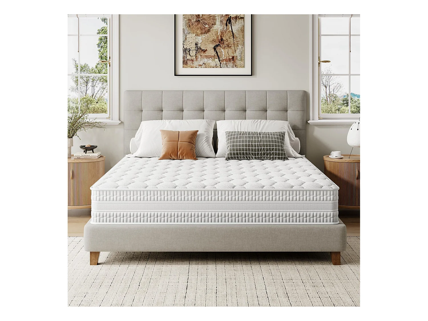 Matelas Hybride Épaisseur 160x200x24cm Ressorts Ensachés & Mousse Mémoire Soutien Optimal & Soulagement Pression Certifié CertiPUR-US