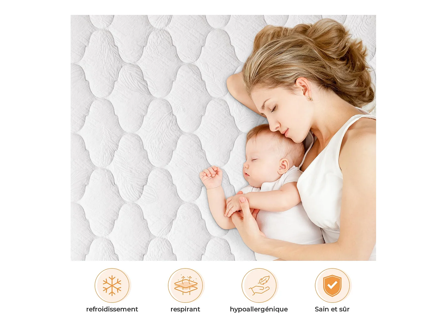 Matelas Hybride Épaisseur 160x200x24cm Ressorts Ensachés & Mousse Mémoire Soutien Optimal & Soulagement Pression Certifié CertiPUR-US