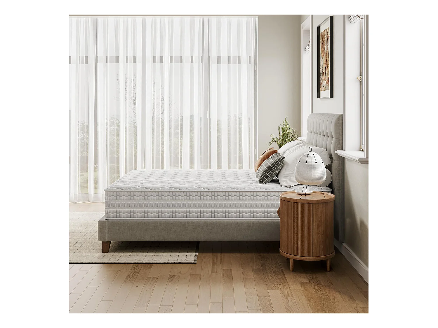 Matelas Hybride Épaisseur 160x200x24cm Ressorts Ensachés & Mousse Mémoire Soutien Optimal & Soulagement Pression Certifié CertiPUR-US