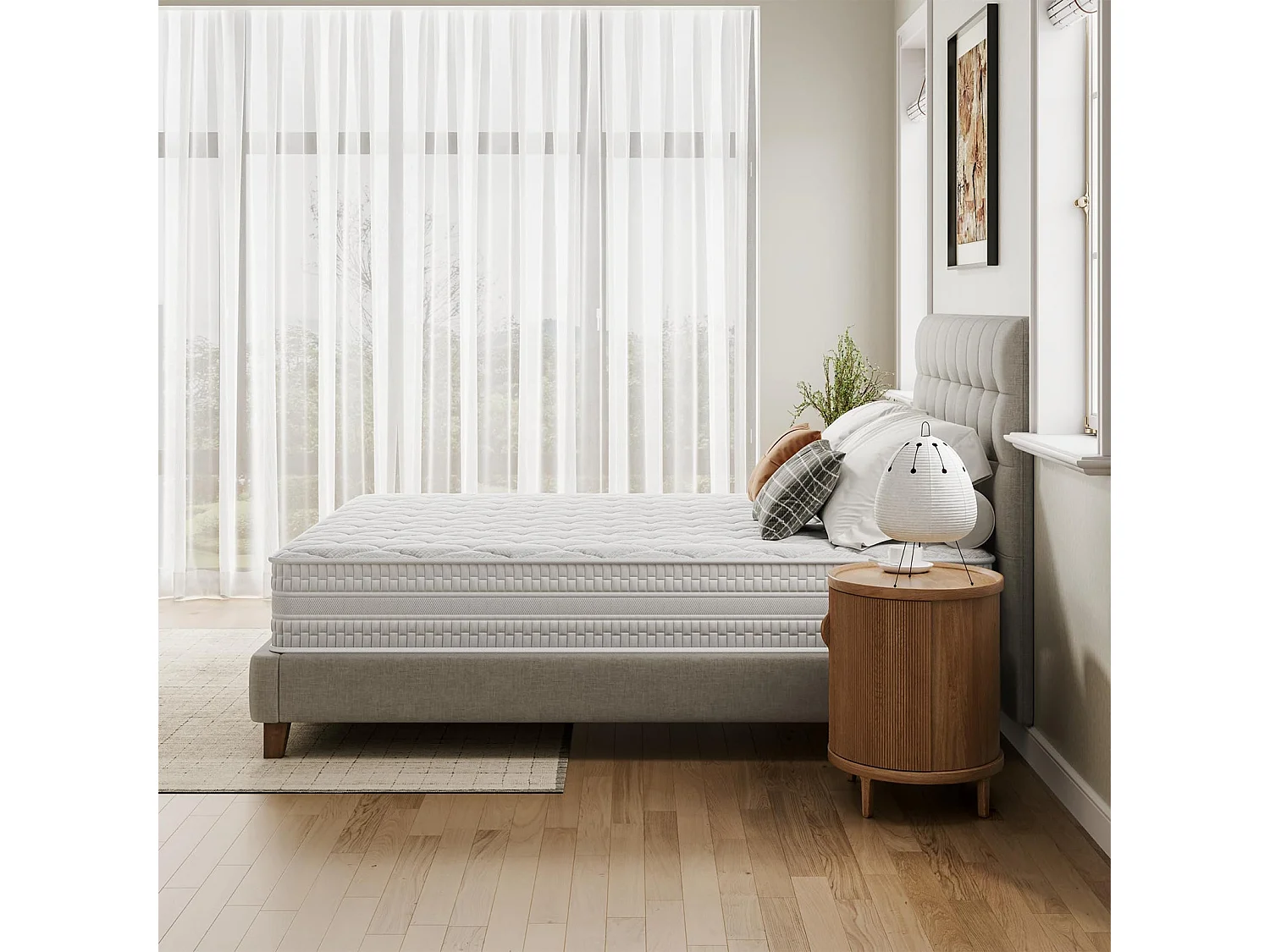 Matelas Hybride Épaisseur 160x200x24cm Ressorts Ensachés & Mousse Mémoire Soutien Optimal & Soulagement Pression Certifié CertiPUR-US