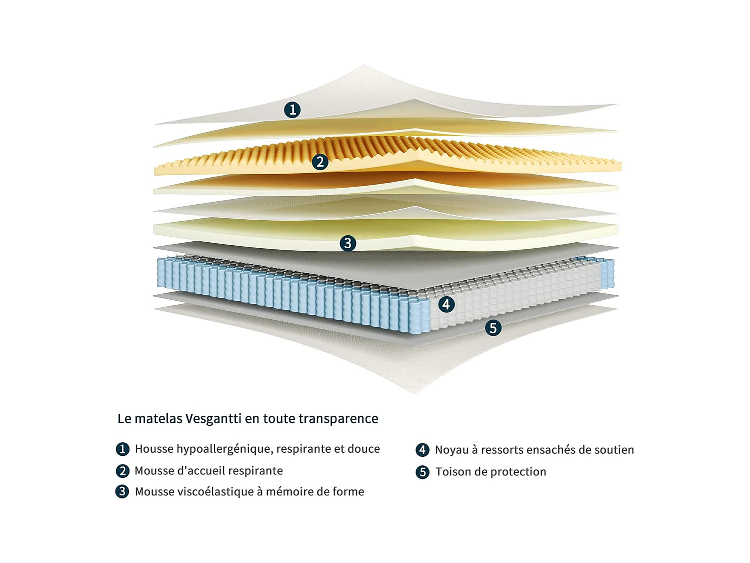 Tight Top Matelas 160x190cm Épaisseur 24cm Nova Rêve Ressorts Ensachés + Mousse Mémoire Lit Adulte Roulé Compressé Certifié Oeko-TEX