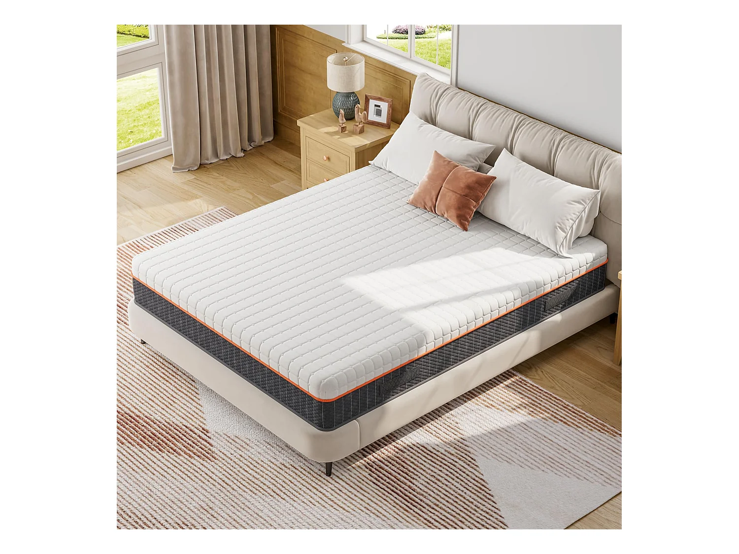 Matelas Mousse 140x200cm Épaisseur 18cm Mousse à Mémoire de Forme en Gel Soutien Zonné pour un Alignement Optimal et Confort Ergonomique