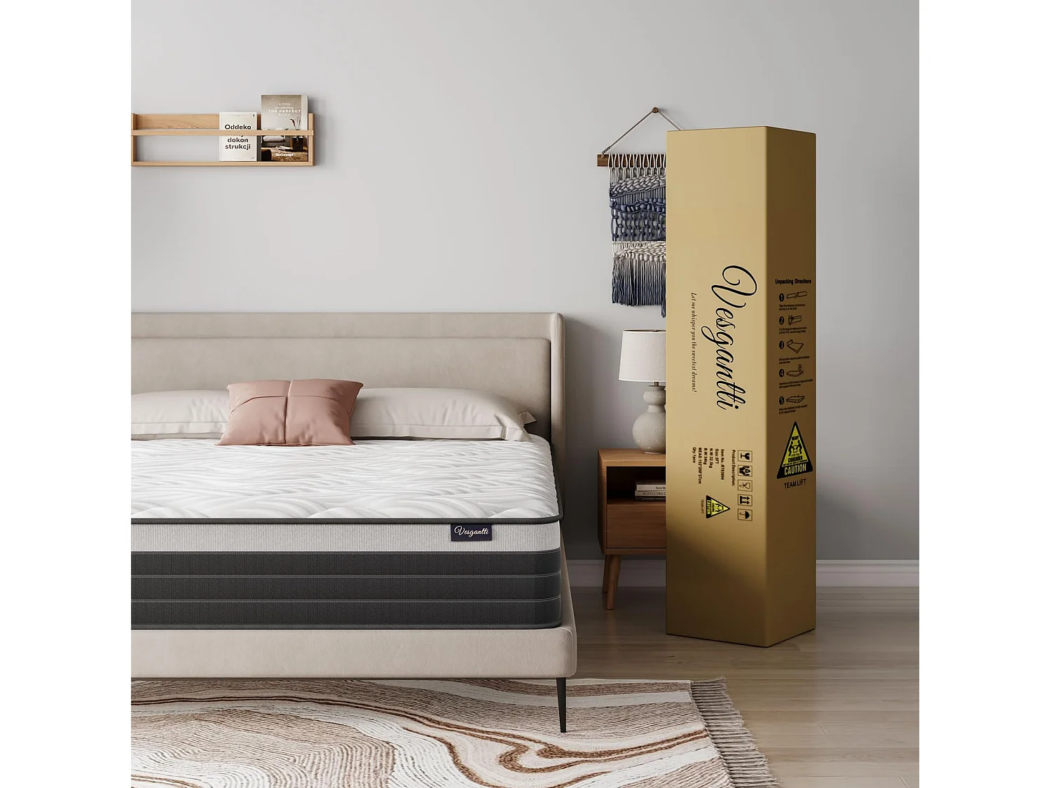 Materasso 90x190cm, Spessore 26cm, Memory Gel Ibrido, Molle Insacchettate Indipendenti, Comfort a 7 Zone, Multistrato, Certificato Oeko-Tex