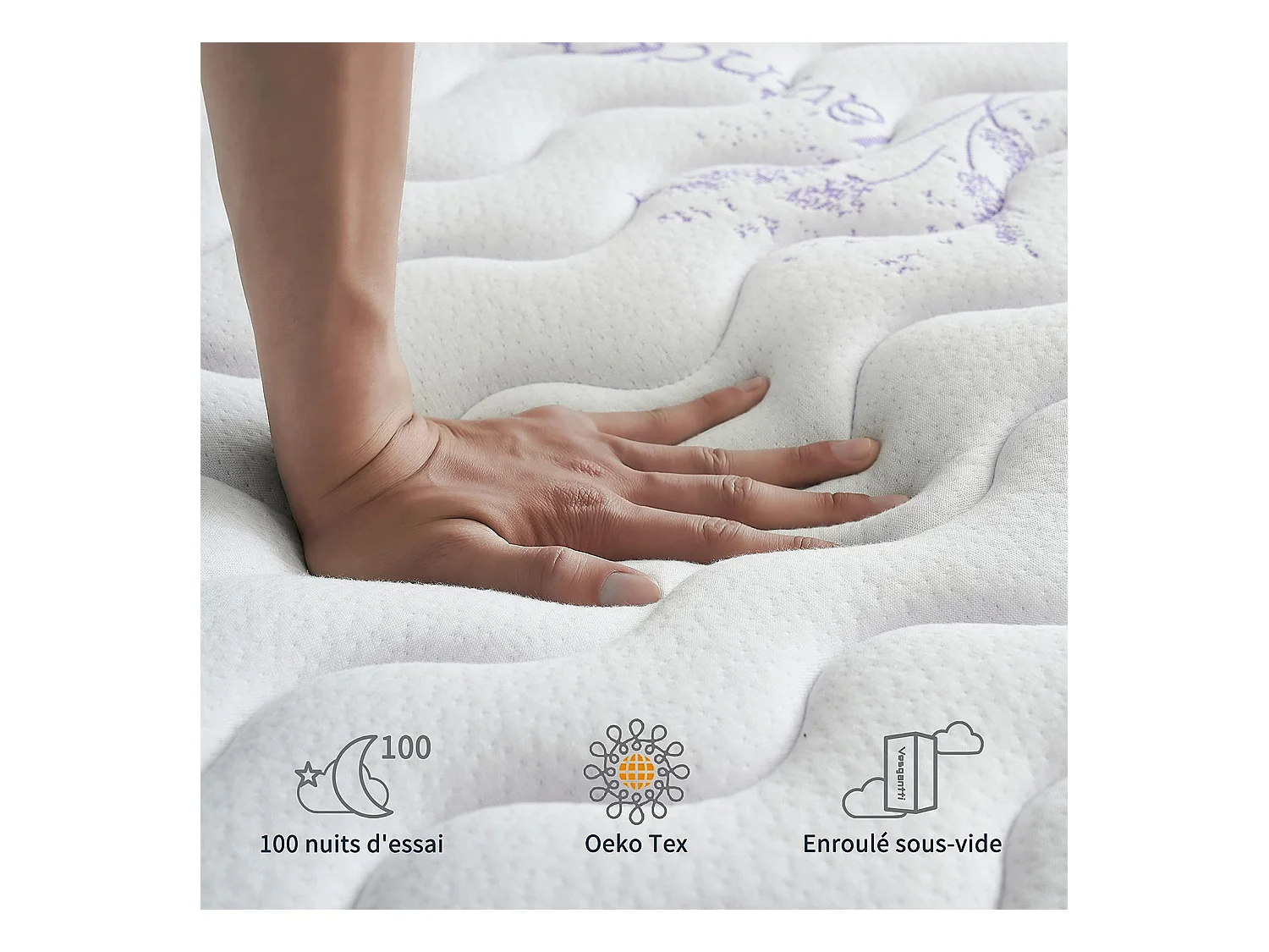 Tight Top Matelas 80x200cm, Épaisseur 26cm, Vague, Ressorts Ensachés 7 Zones, Mousse Mémoire Multi-Densité, Ergonomique et Hypoallergénique