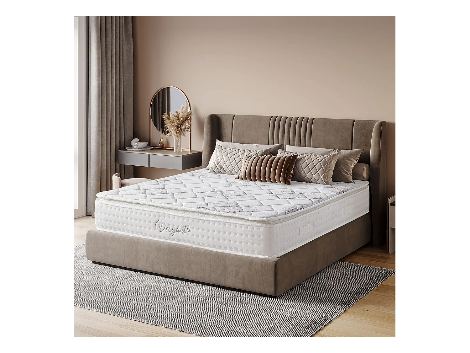 Materasso Pillowtop 90x200cm Spessore 26cm Letto per adulti/bambini Superior Molle insacchettate Memory Foam adattivo 7 Zone Comfort