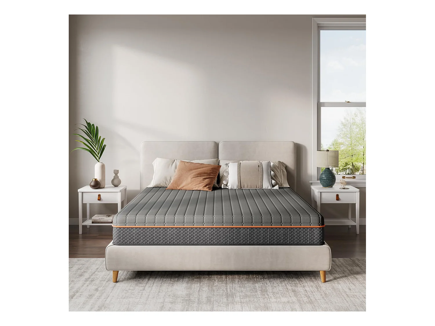 Matelas Mousse Gris 90x200cm Épaisseur 16cm Mousse à Mémoire de Forme en Gel Soutien Zonné pour un Alignement Optimal et Confort Ergonomique