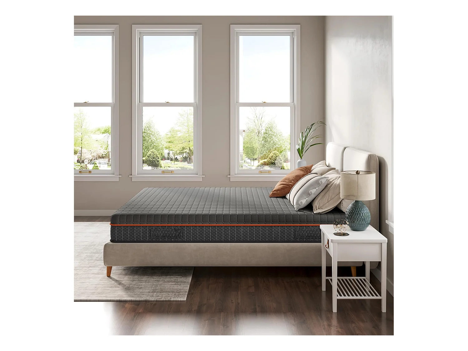 Matelas Mousse Gris 90x200cm Épaisseur 16cm Mousse à Mémoire de Forme en Gel Soutien Zonné pour un Alignement Optimal et Confort Ergonomique