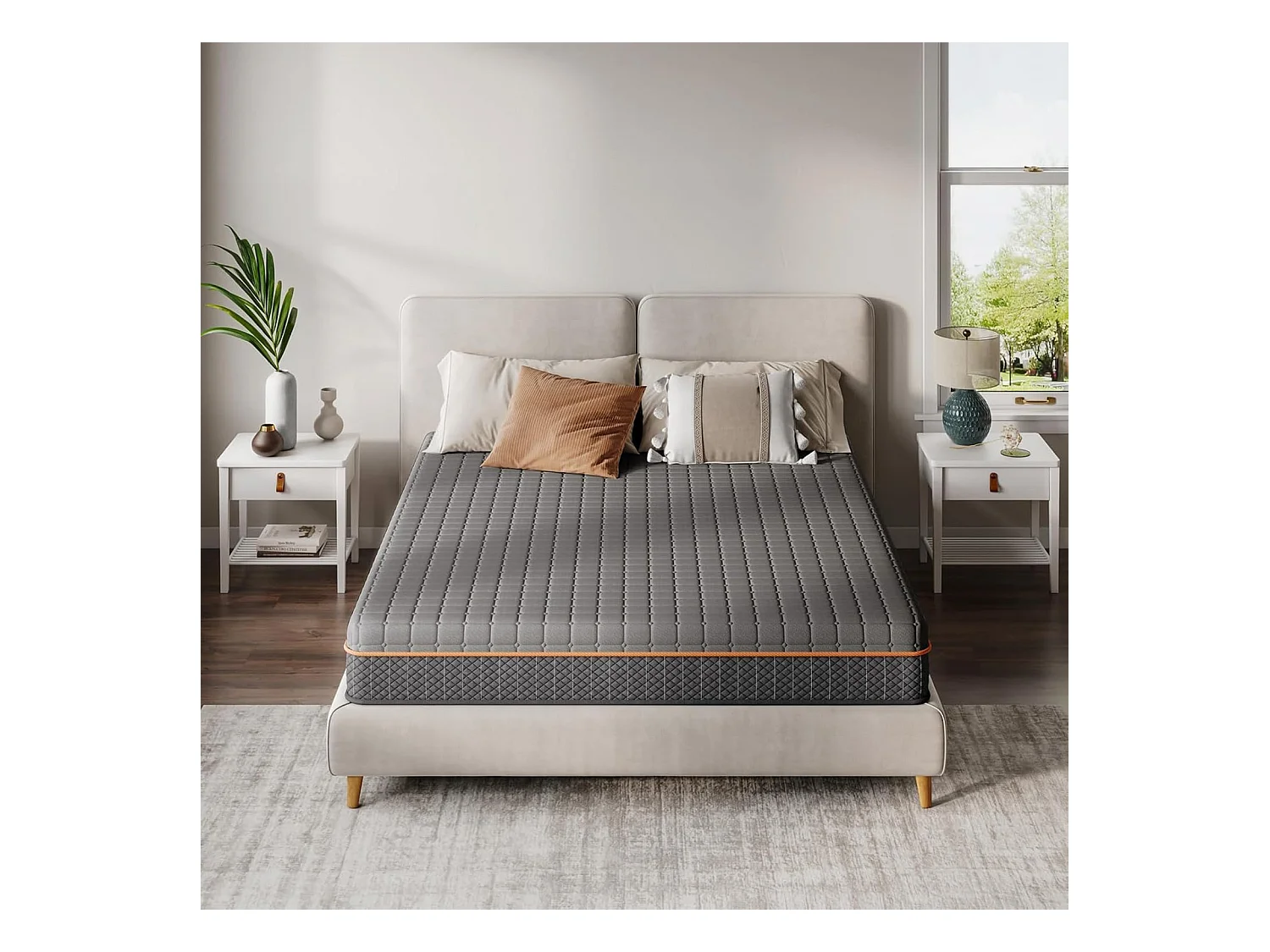 Materasso in schiuma grigia 90x200cm Spessore 16cm Memory Foam in gel Supporto a zone per un allineamento ottimale e comfort ergonomico