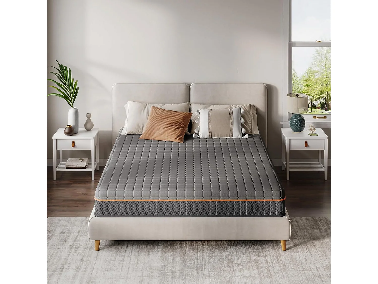 Matelas Mousse Gris 90x200cm Épaisseur 16cm Mousse à Mémoire de Forme en Gel Soutien Zonné pour un Alignement Optimal et Confort Ergonomique