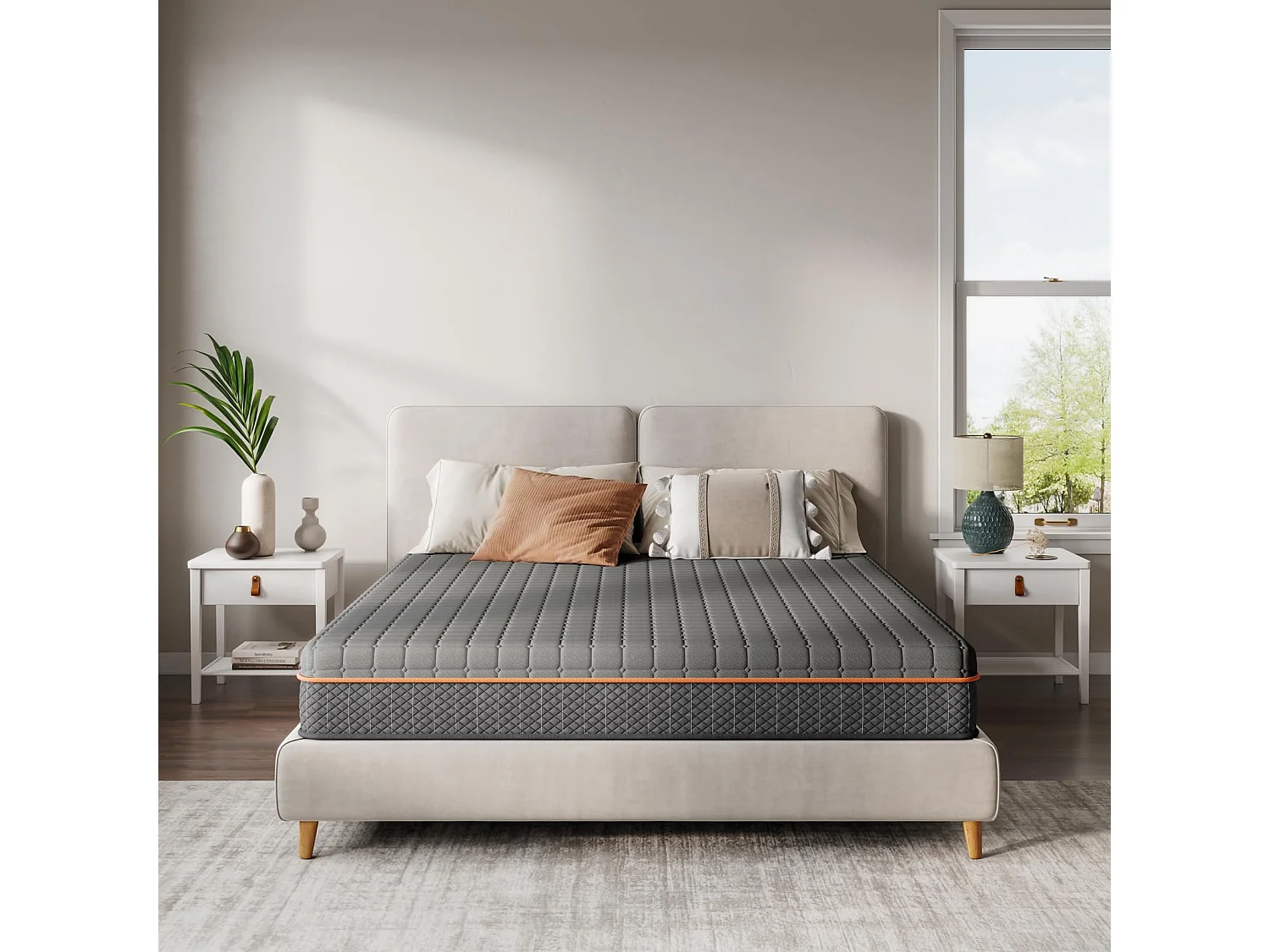 Matelas Mousse Gris 90x200cm Épaisseur 16cm Mousse à Mémoire de Forme en Gel Soutien Zonné pour un Alignement Optimal et Confort Ergonomique