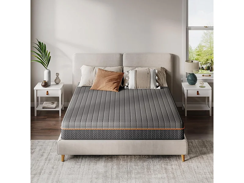 Matelas Mousse Gris 90x200cm Épaisseur 16cm Mousse à Mémoire de Forme en Gel Soutien Zonné pour un Alignement Optimal et Confort Ergonomique
