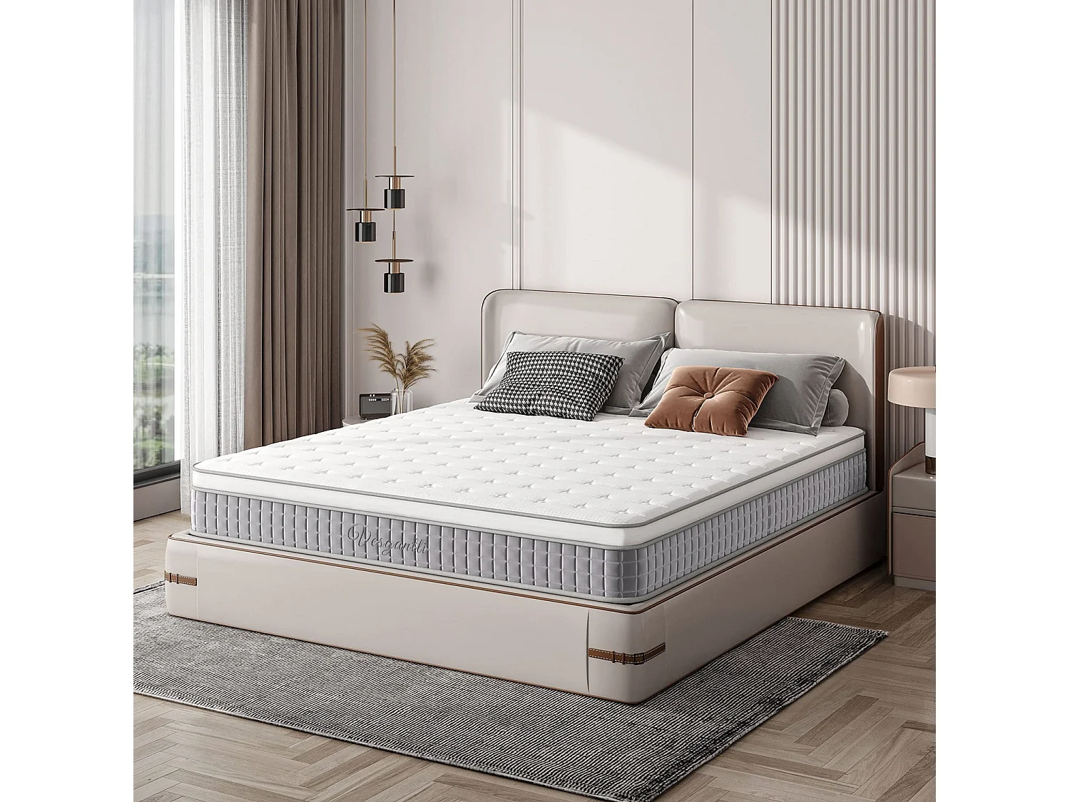 Matelas Boxtop 90x200cm, Épaisseur 25cm, Nova Fashion Hybrid, Ressorts Ensachés & Mousse Mémoire, Confort 7 Zones, Certifié CertiPUR-US