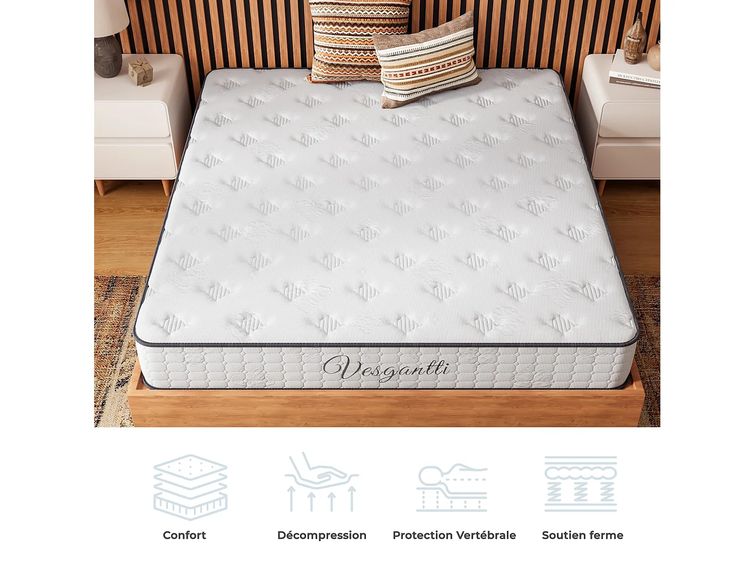 Tight Top Matras 100x200cm Dikte 24cm Nova Rêve Pocketveren + Memory Foam Volwassen/Kinderbed Opgerold Gecomprimeerd Oeko-TEX Gecertificeerd