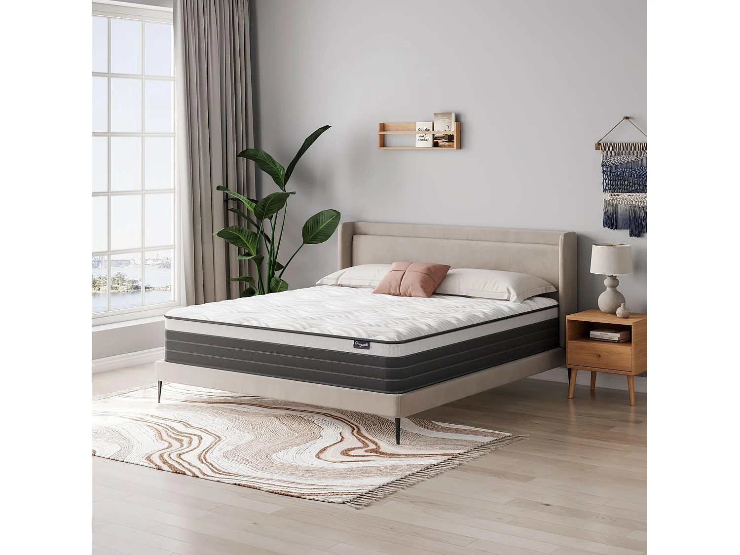 Matelas 80x200cm, Épaisseur 26cm, Hybrid Gel Mémoire, Ressorts Ensachés Indépendants, Confort 7 Zones, Multicouches, Certifié Oeko-Tex