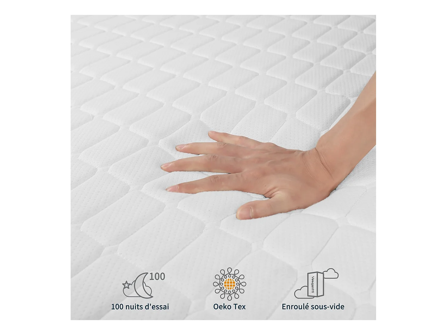 Matelas Mousse 90x200cm Épaisseur 16cm Mousse Mémoire Gel Soutien Zonné pour un Alignement Optimal et Confort Durable