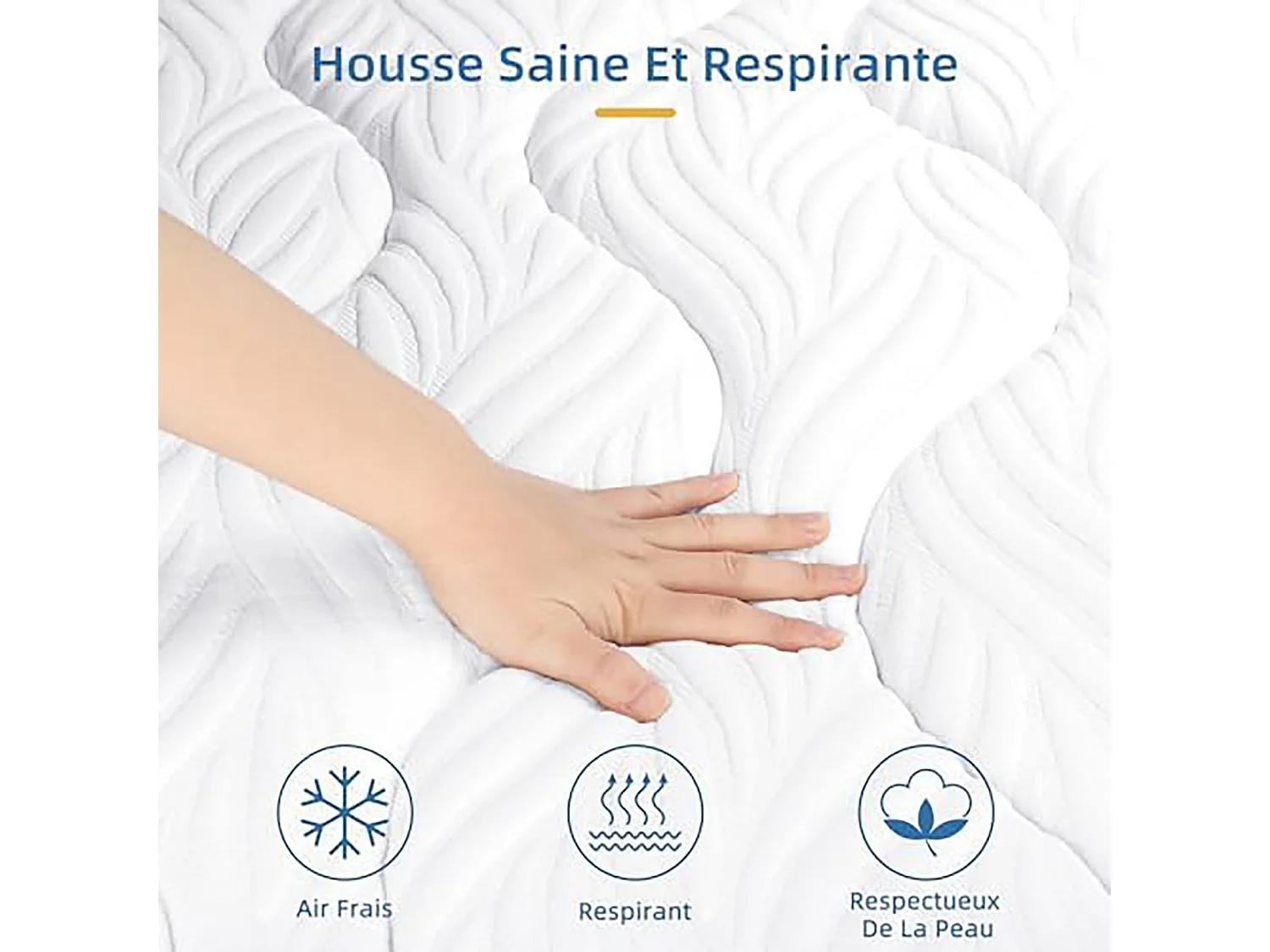 Matelas 90x200cm, Épaisseur 26cm, Hybrid Gel Mémoire, Ressorts Ensachés Indépendants, Confort 7 Zones, Multicouches, Certifié Oeko-Tex