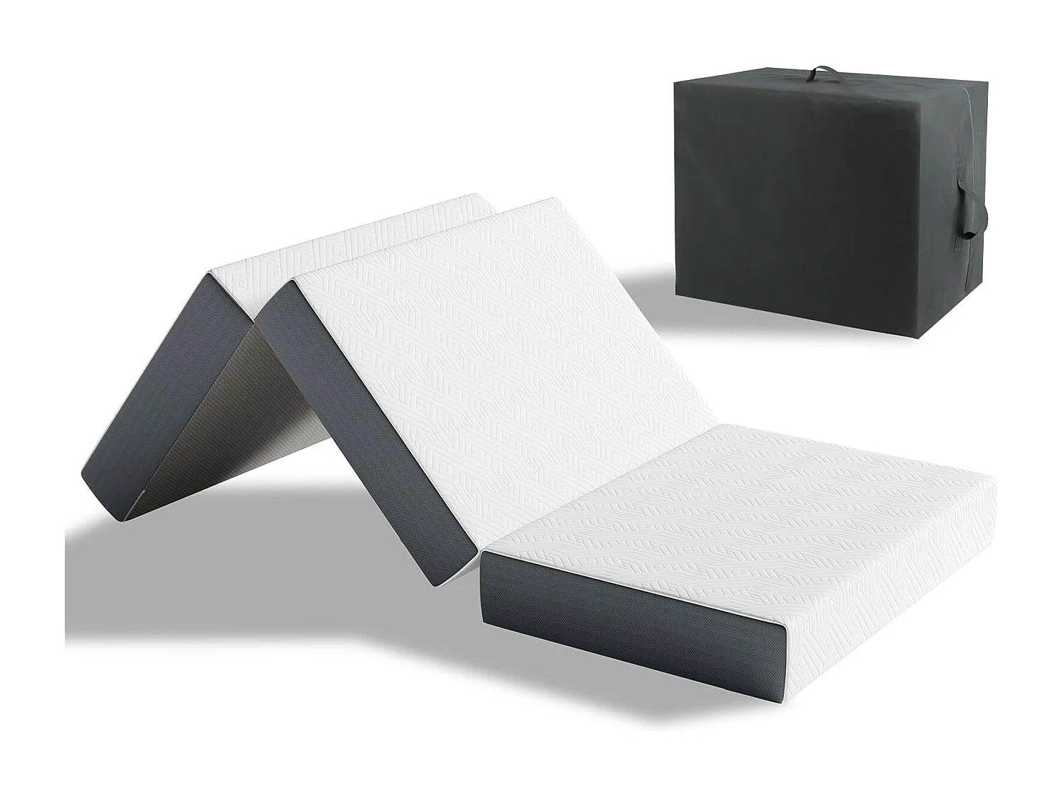 Matelas Pliable 90x190x15cm Mousse Mémoire Gel Lit d'Appoint 1 Personne Idéal pour Sol Voiture Camping Voyage avec Sac de Rangement