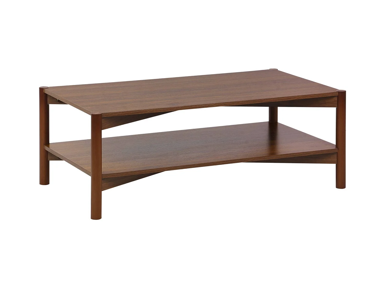 Table basse rectangulaire décor bois double plateau 110cm noyer - Harmony