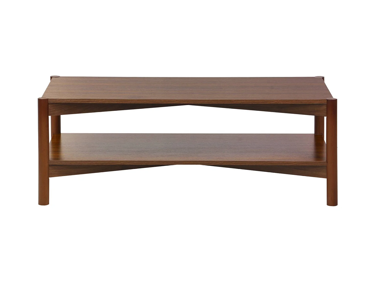 Table basse rectangulaire décor bois double plateau 110cm noyer - Harmony