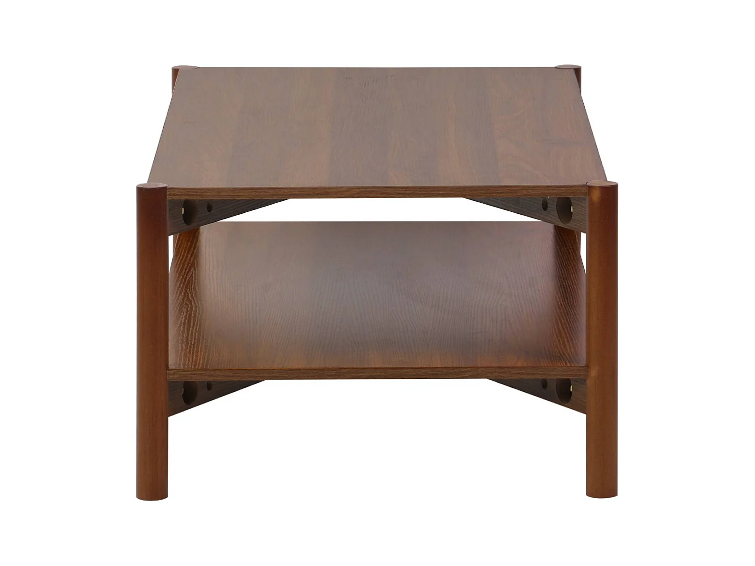 Table basse rectangulaire décor bois double plateau 110cm noyer - Harmony