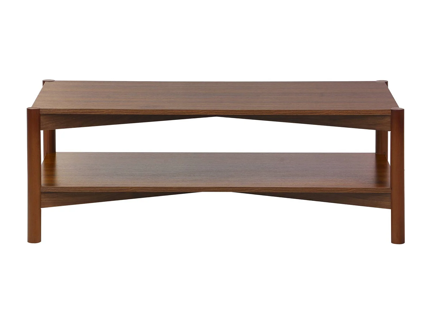 Mesa de centro rectangular con doble estante, 110cm nogal