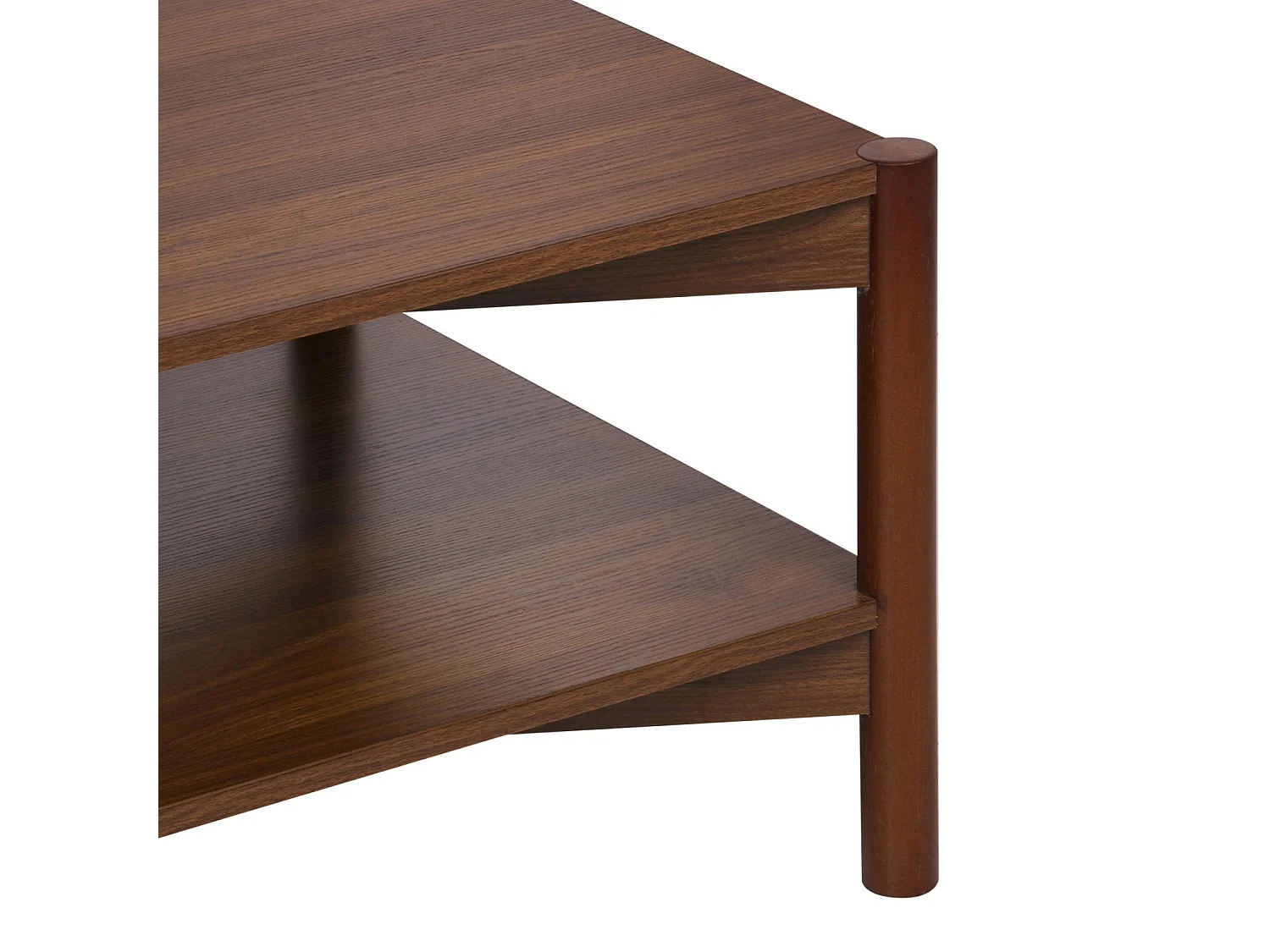 Mesa de centro rectangular con doble estante, 110cm nogal