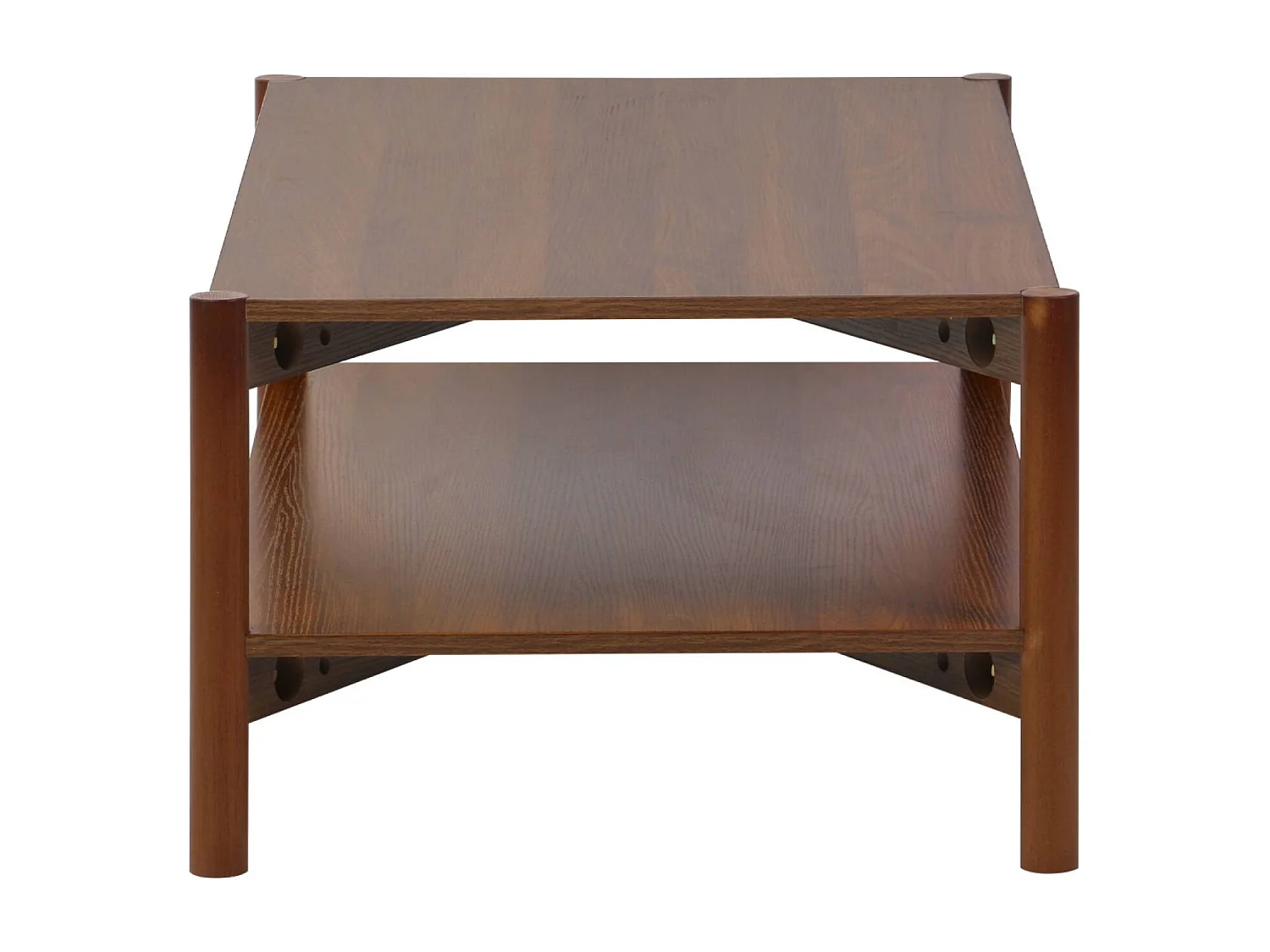 Mesa de centro rectangular con doble estante, 110cm nogal