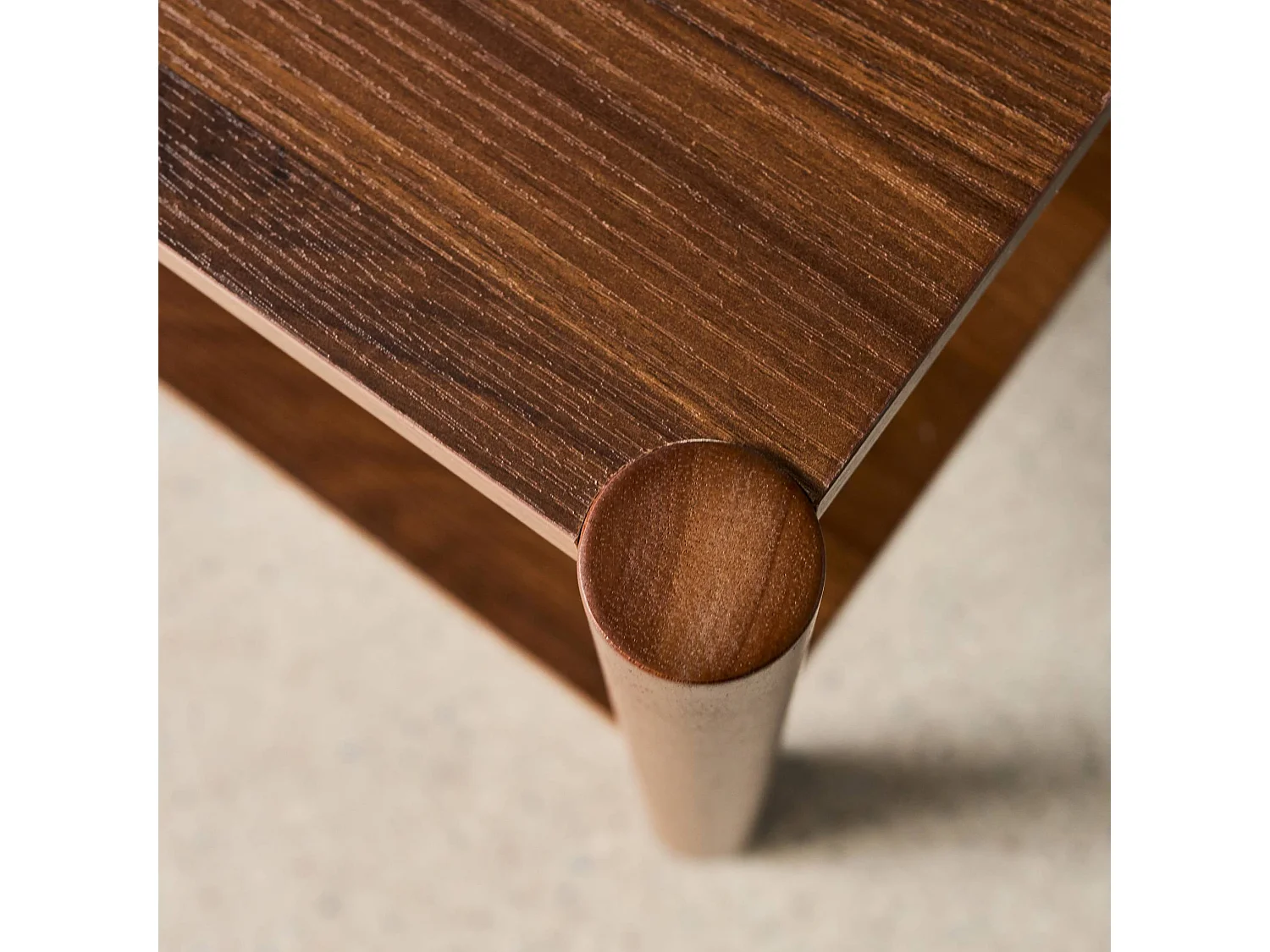 Table basse rectangulaire décor bois double plateau 110cm noyer - Harmony