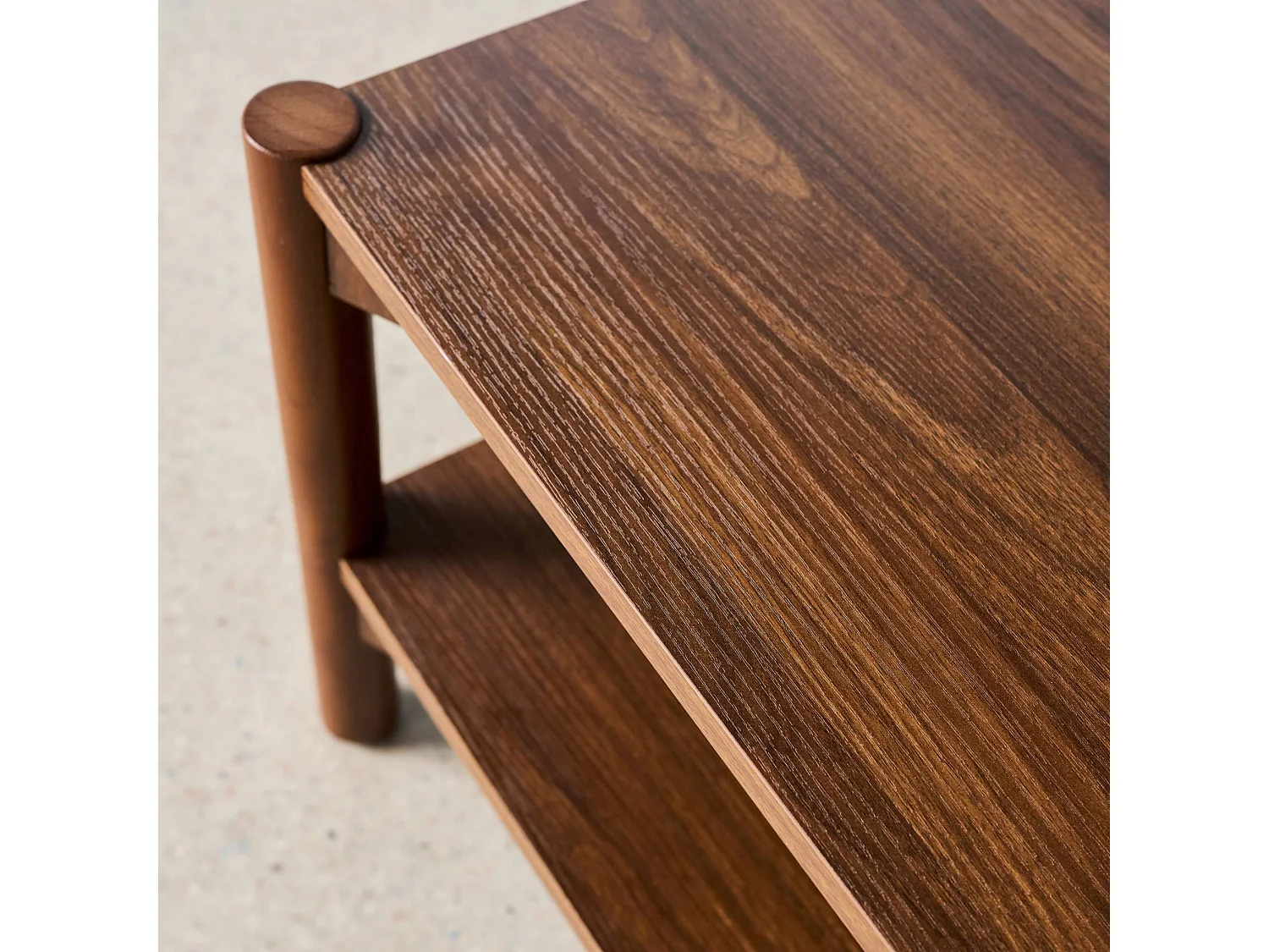 Table basse rectangulaire décor bois double plateau 110cm noyer - Harmony