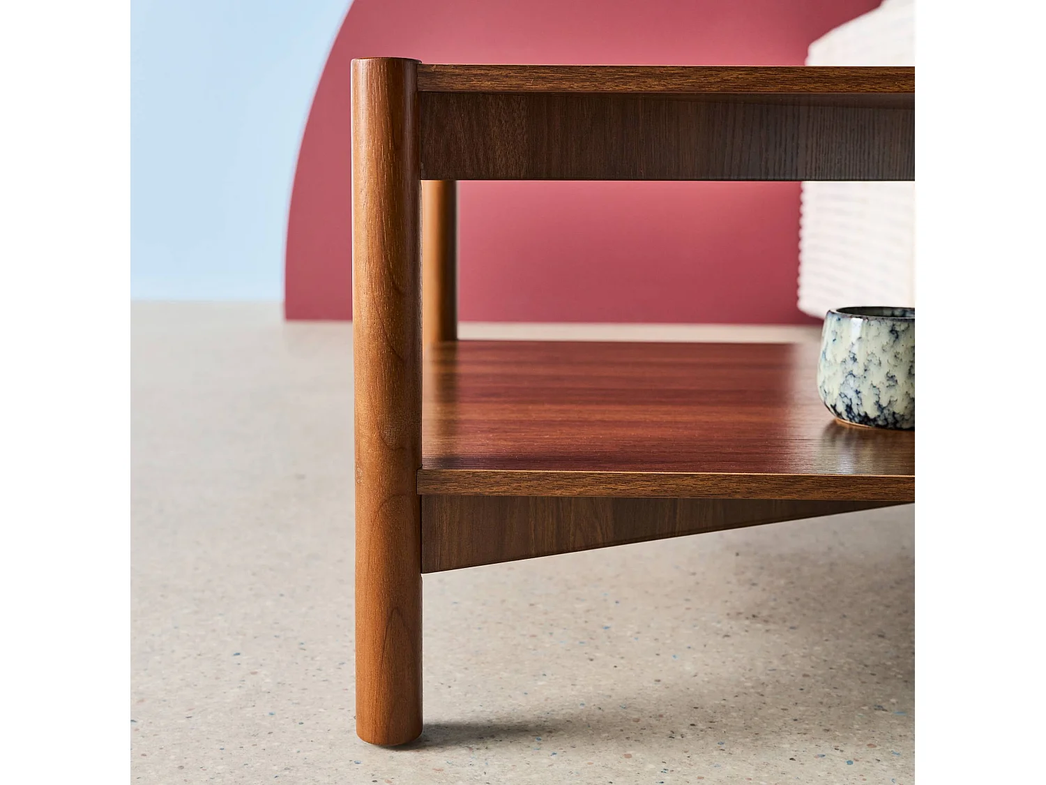 Table basse rectangulaire décor bois double plateau 110cm noyer - Harmony