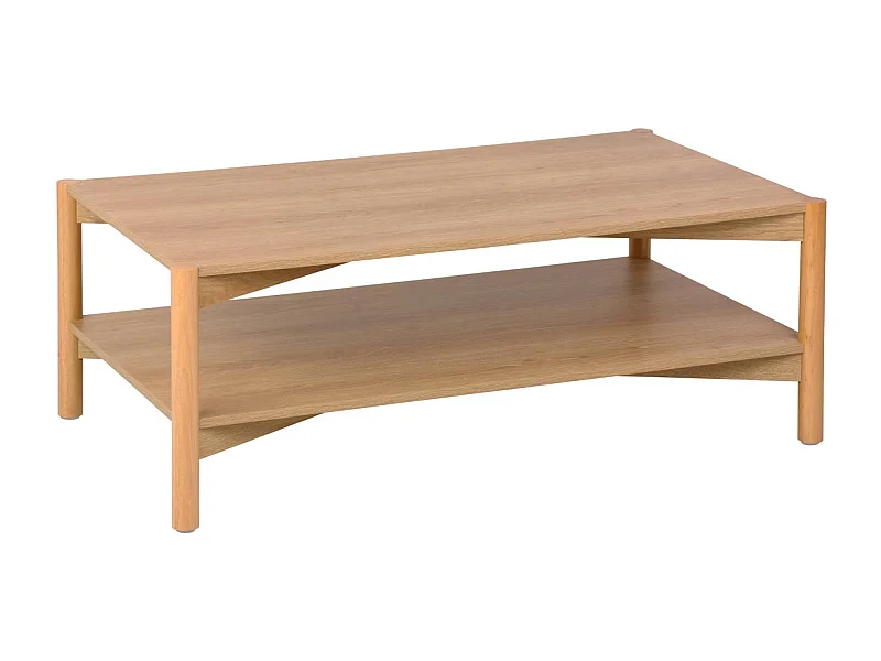 Mesa de centro rectangular con doble estante, 110cm natural