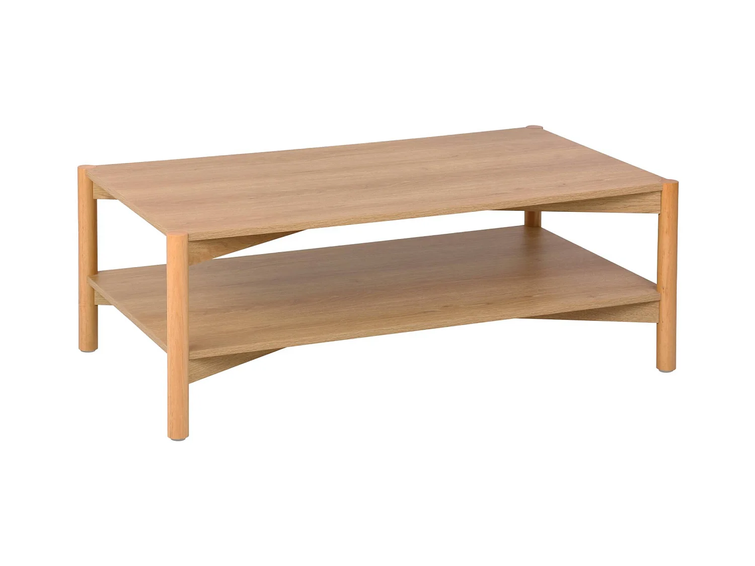 Table basse rectangulaire décor bois double plateau 110cm naturel - Harmony