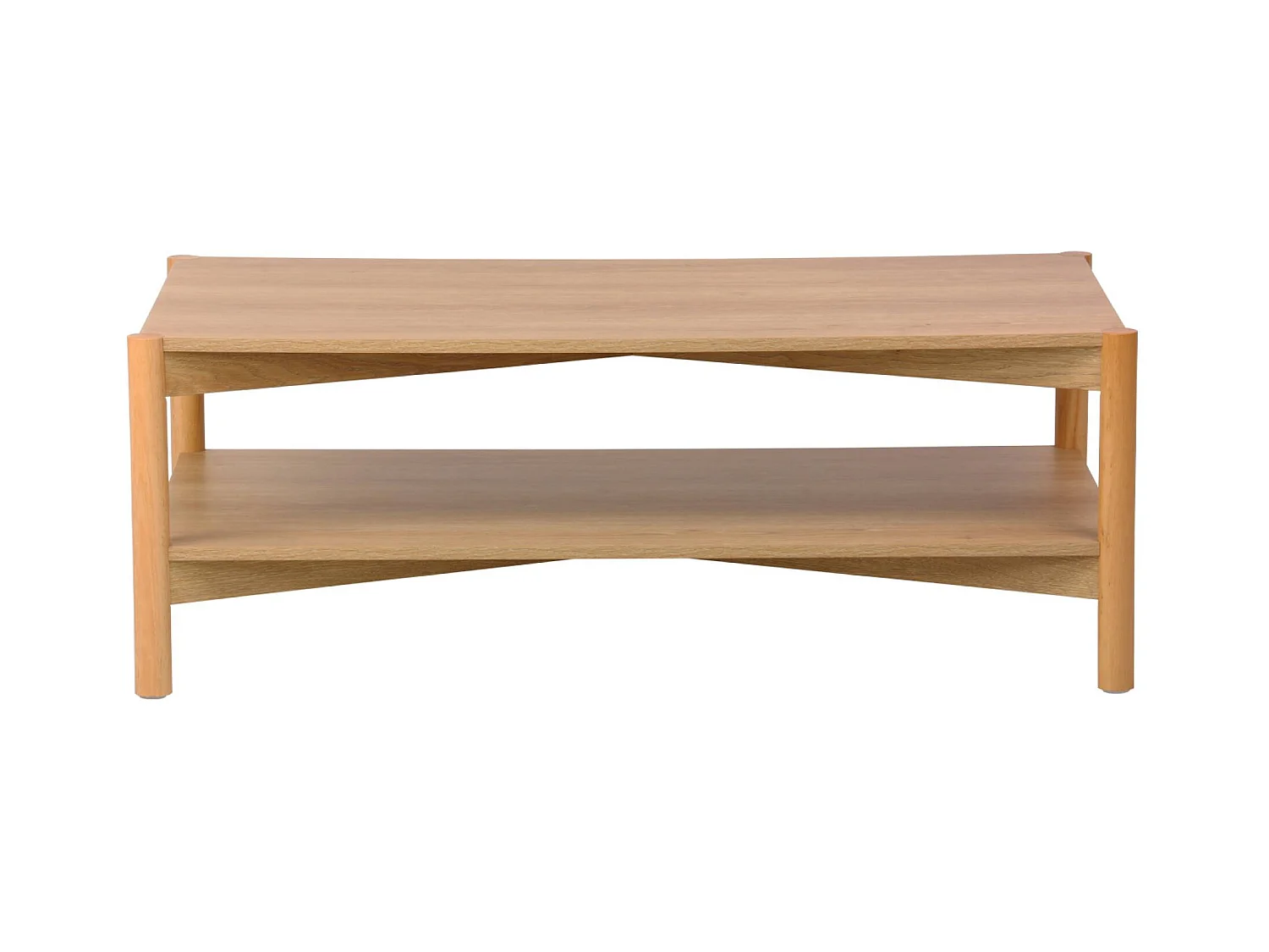 Table basse rectangulaire décor bois double plateau 110cm naturel - Harmony