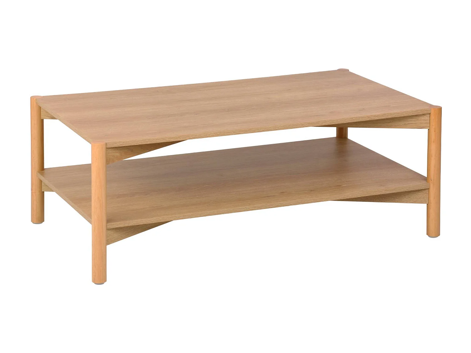 Table basse rectangulaire décor bois double plateau 110cm naturel - Harmony