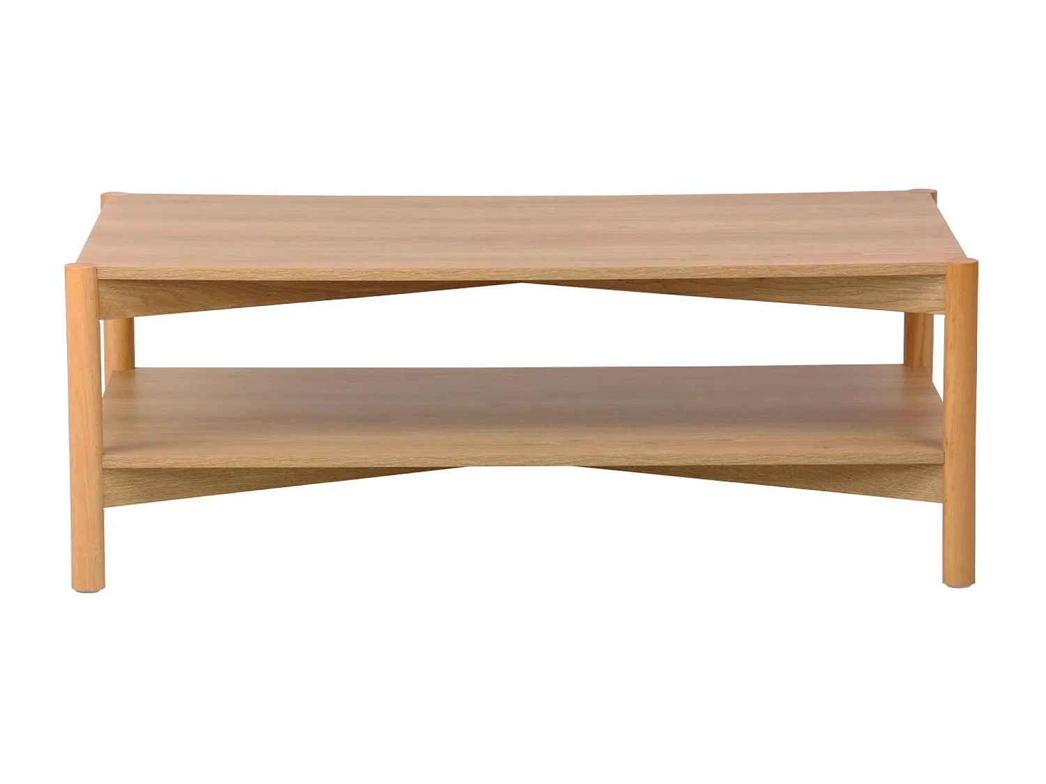 Table basse rectangulaire décor bois double plateau 110cm naturel - Harmony