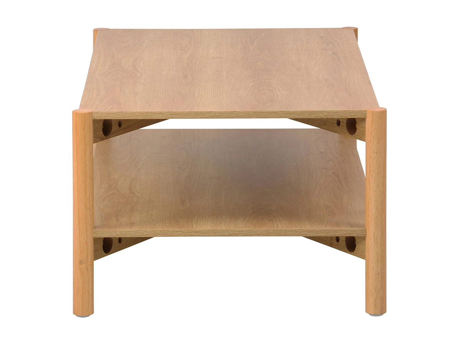 Table basse rectangulaire décor bois double plateau 110cm naturel - Harmony