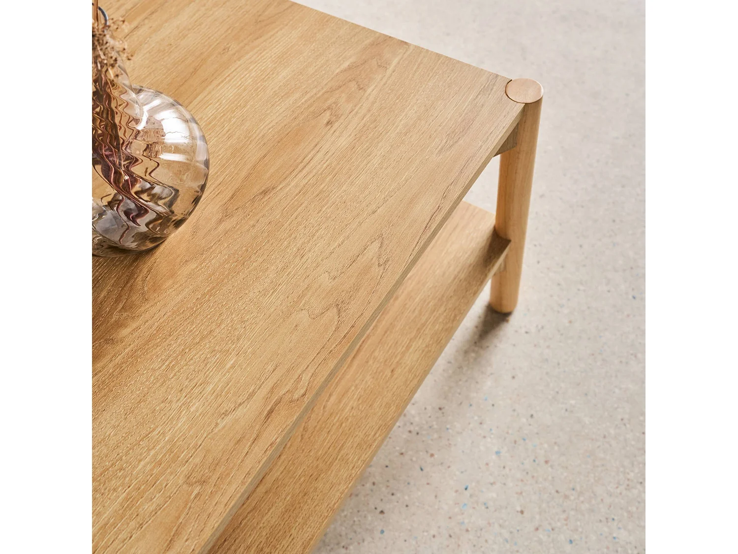 Table basse rectangulaire décor bois double plateau 110cm naturel - Harmony
