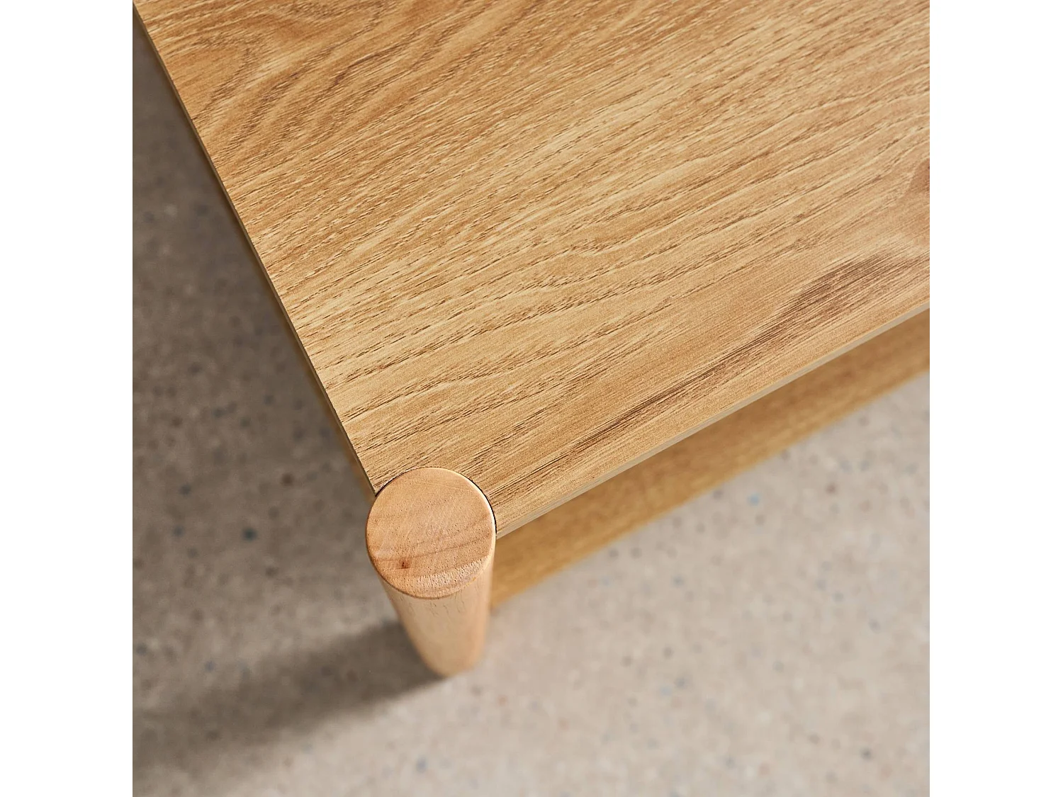 Table basse rectangulaire décor bois double plateau 110cm naturel - Harmony