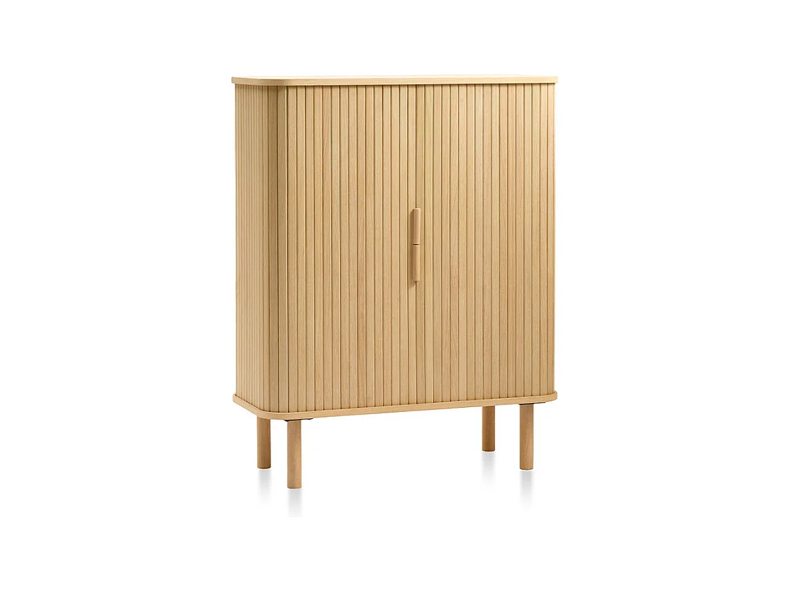 Buffet haut 2 portes bois naturel 90x113x40 cm