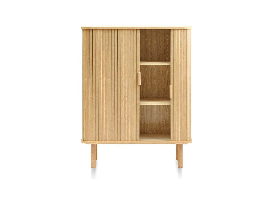 Buffet haut 2 portes bois naturel 90x113x40 cm