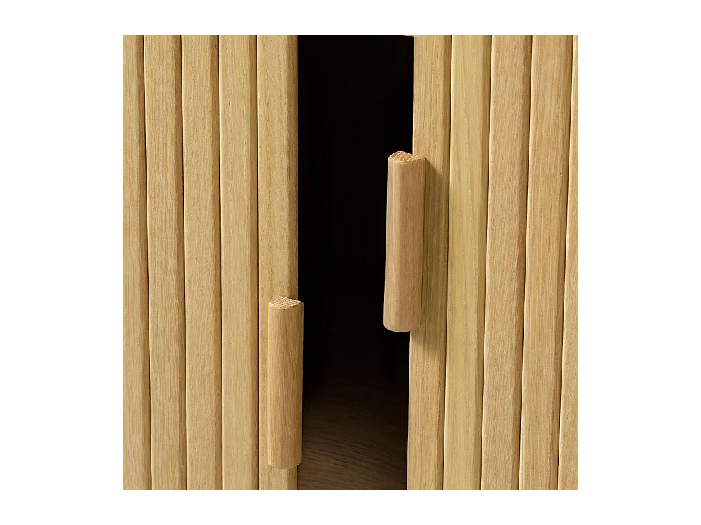 Buffet haut 2 portes bois naturel 90x113x40 cm