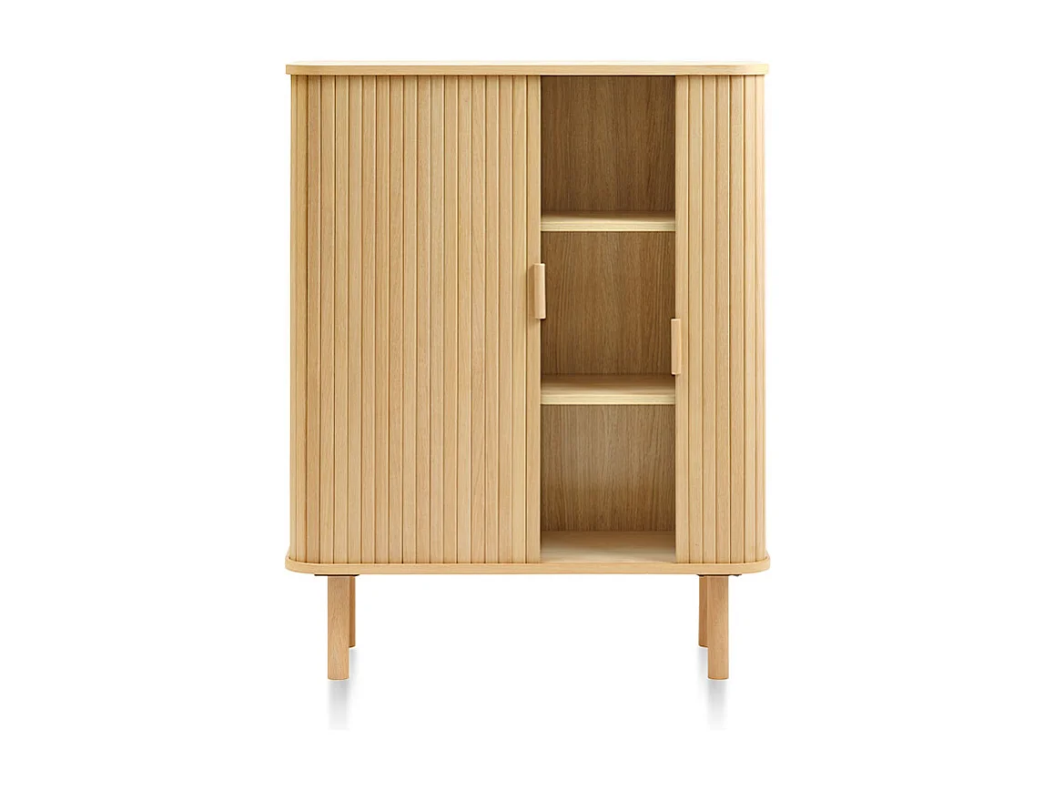 Buffet haut 2 portes bois naturel 90x113x40 cm