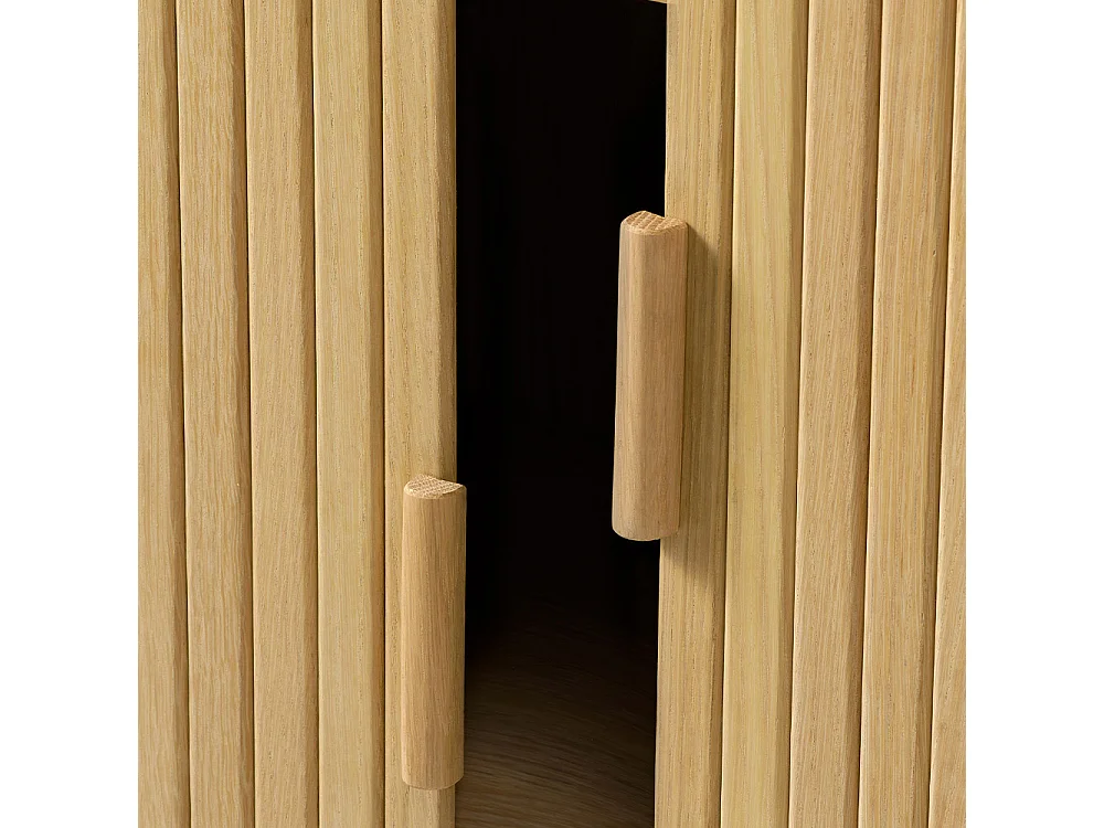 Buffet haut 2 portes bois naturel 90x113x40 cm