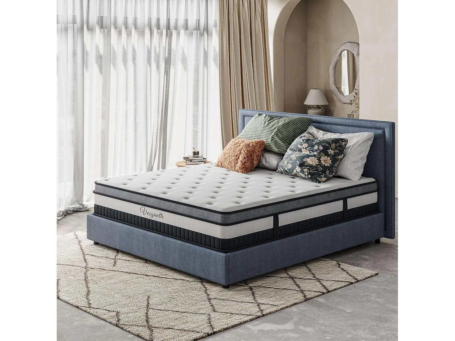Matelas Boxtop 120x190cm, Épaisseur 30cm, Nova Luxe Hybride, Ressorts Ensachés & Mousse Mémoire, Confort 7 Zones, Multicouches Haut de Gamme