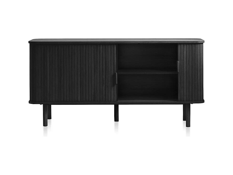 Buffet 2 portes 160 cm bois noir 160x76x45 cm
