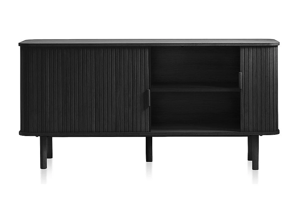 Buffet 2 portes 160 cm bois noir 160x76x45 cm